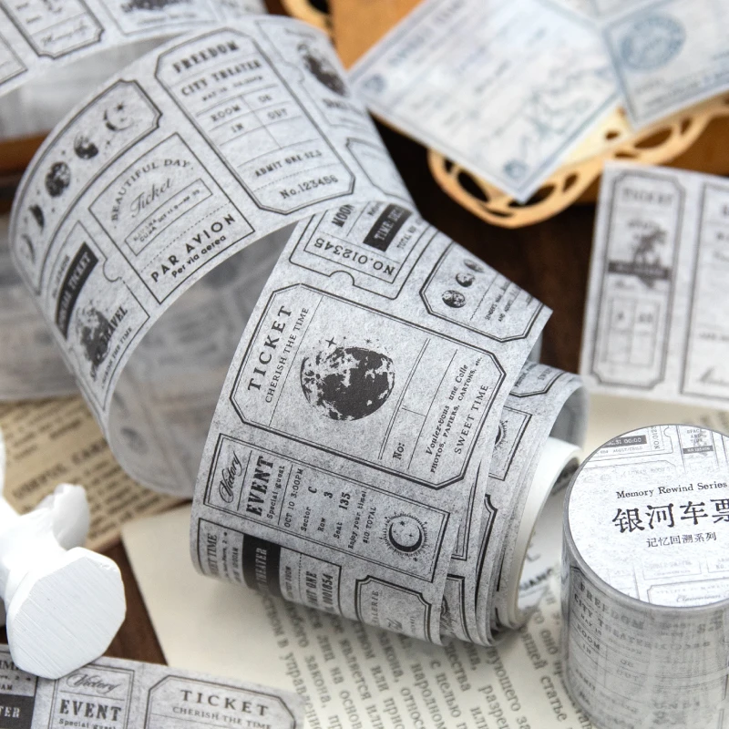 50mm*2m English Theme Aesthetic Stationery Tapes Junk Journal Scrapbooking Supplies Label Sticker Planner Art Craft Masking Tape 2