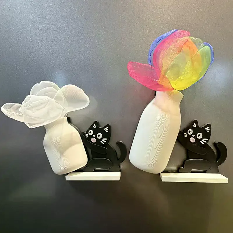 미니 꽃병 고양이 젖병 장식 냉장고 자석 고양이 수염 수집 장식품 고양이 털 기념 상자 홈 데코