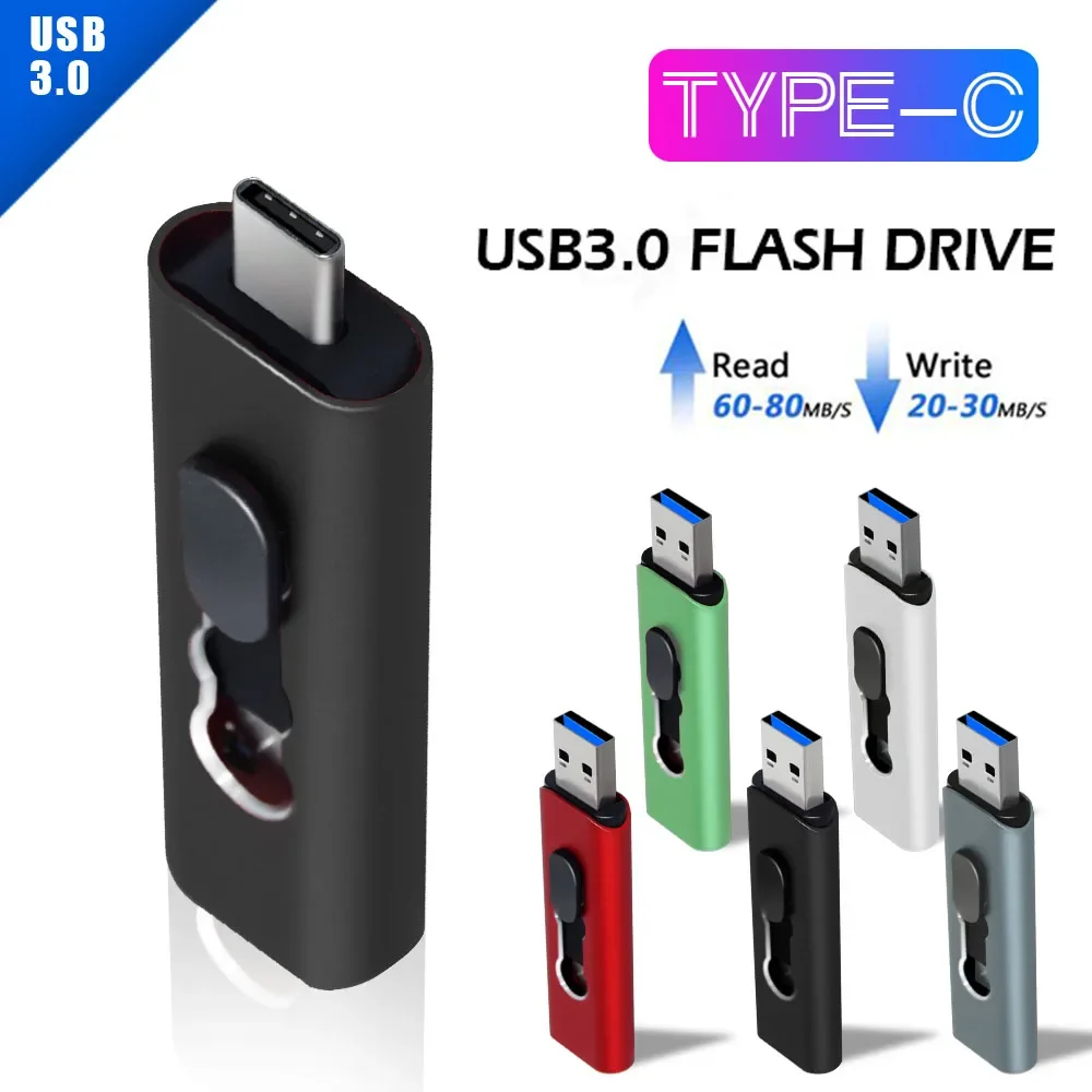 USB 3.0 Type-C Flash Drive OTG Pen Drive 32GB 256GB 128GB 64GB 2 in 1 High Speed