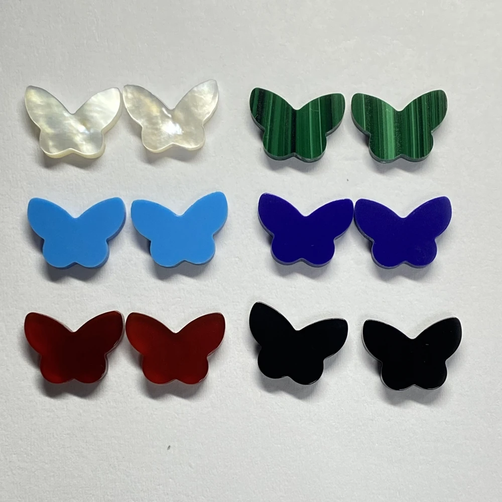 10 Pieces 9.6x13.2x2.2mm Mother Of Pearl Shell White Butterfly Gemstone For Pendant