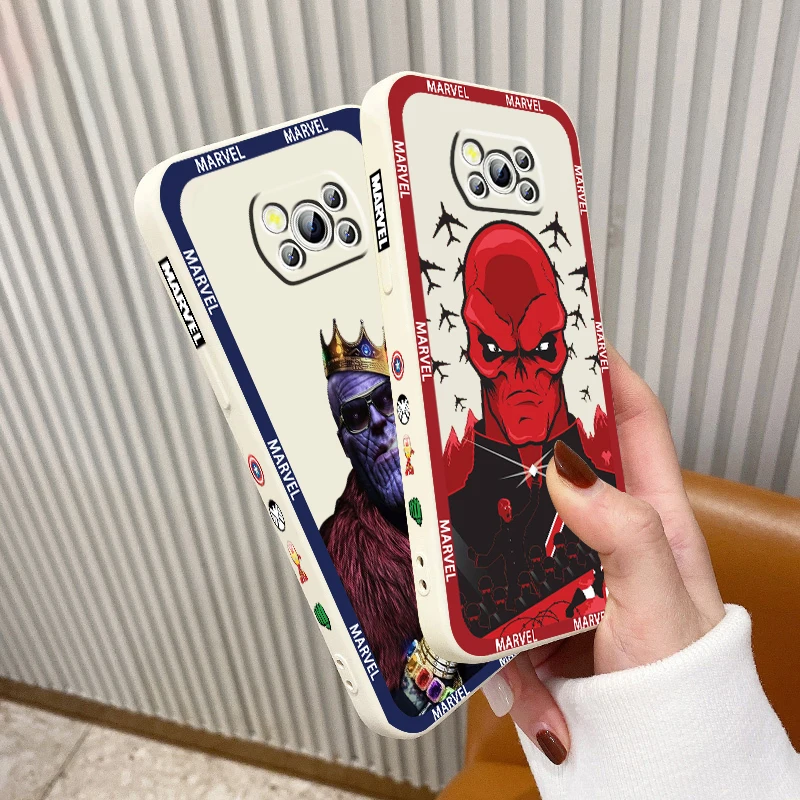 Marvel Red Skull Thanos Liquid Left Rope Per Xiaomi Mi Poco X5 X4 X3 M6 M5 M5S M4 M3 F5 F4 F3 C55 C40 Pro 5G Custodia Per Telefono