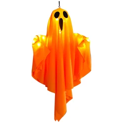 Glowing LED Hanging Ghosts with Fairy Lights - Indoor/Outdoor Halloween Decoration Prop (Orange)