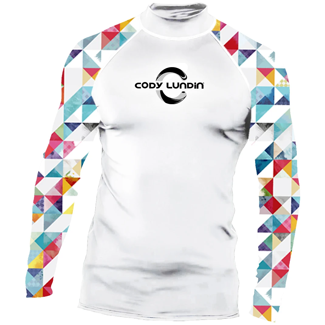 Coppia ad alta elasticità UPF 50+ Manica lunga Rash Guard Uomo Camicia da surf ad asciugatura rapida Protezione solare Costumi da bagno per nuoto Sport da spiaggia