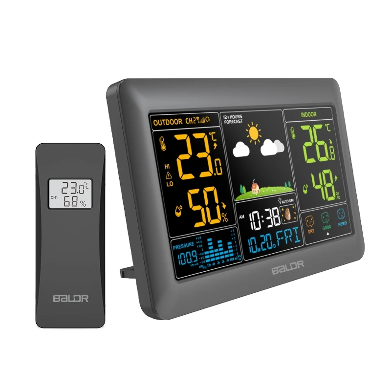 Baldr color radio control weather station alarm clock digital