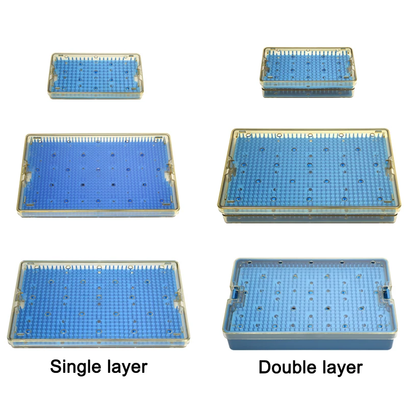 GREATLH Sterilisationstabletts Box Autoklav PPSU mit Silikonpad Einzel-/Doppelschichten Orthopädische Instrumente für die Augenheilkunde