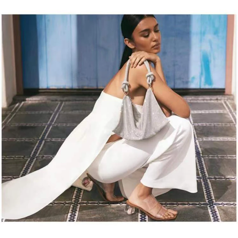 Роскошная дизайнерская Наплечная Сумка Стразы с модными ручками вечерняя сумка