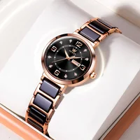 OLEVS New Ceramics Watchstrap Watch For Women Luxury Business Diamonds Wristwatch Fashion Waterproof Dual Calendar Woman Watches 1