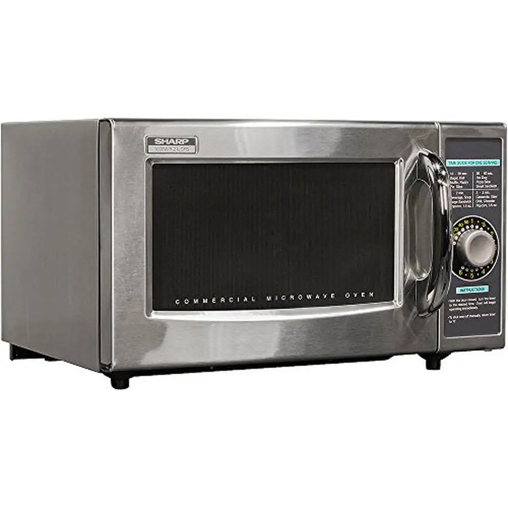 Commercial Stainless Steel Microwave Oven 1000W 120V Dial Timer 1.0 cu. ft. Capacity LED Indicators Easy to Clean Fast Heating 3