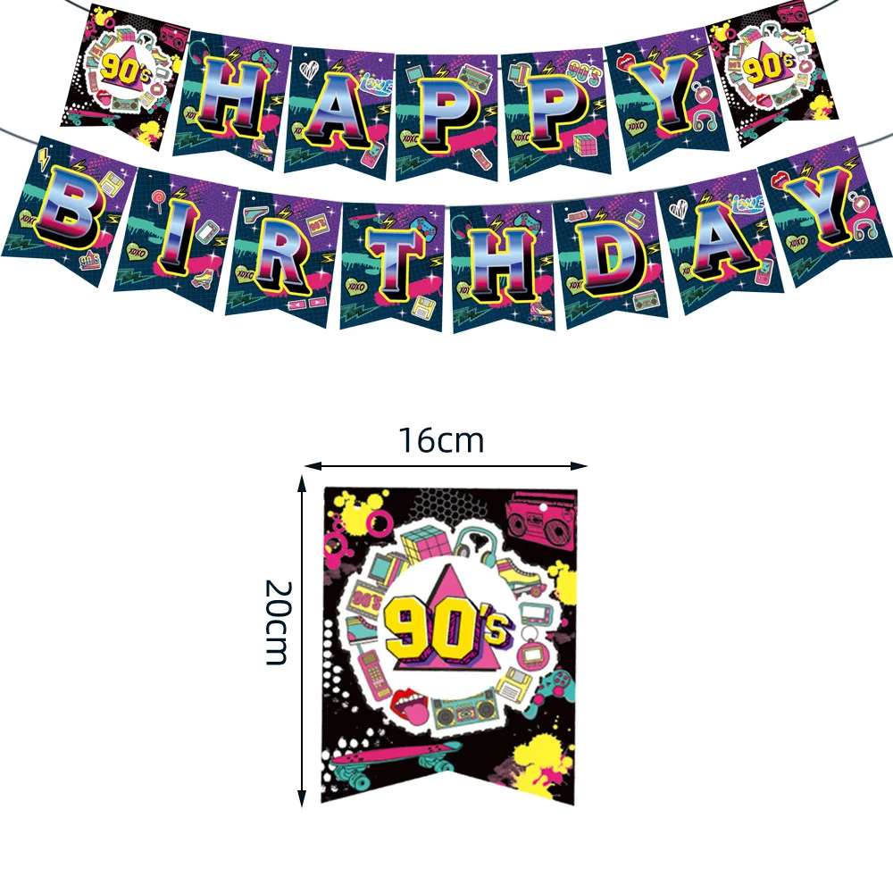 90er Jahre Thema 90er Jahre Disco Fieber Tänzer Party liefert Einweg geschirr Musik Glow Party Graffiti Ziegel Hintergrund Luftballons Dekor – Detail 3