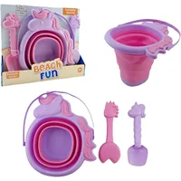 Foldable Bucket Beach Shovel Sandbox Toys Cute Unicorn Dinosaur Toys for Kids Travel Collapsible Bucket Sand Tool Kits for Girls 1