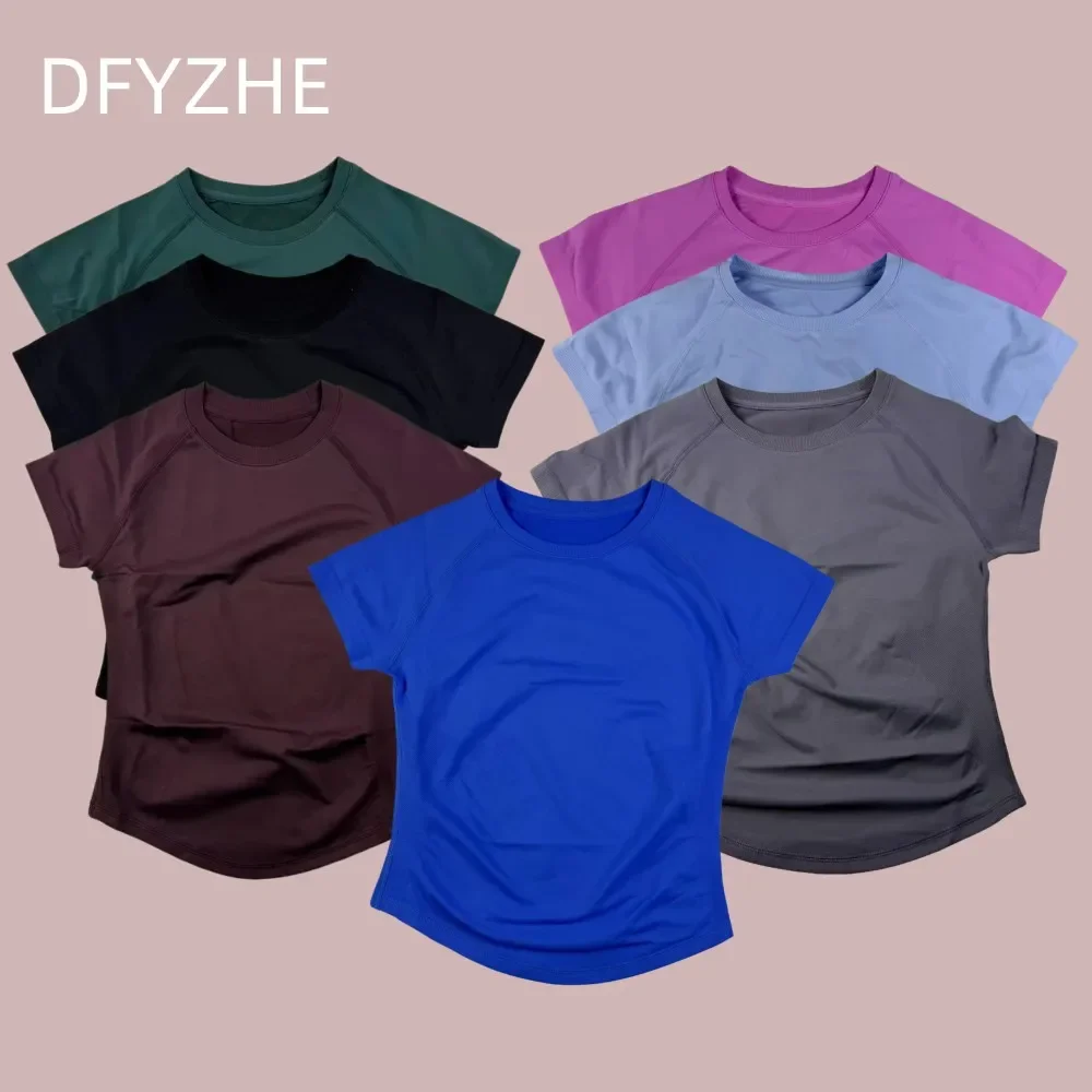 DFYZHE 여성용 라글란 슬리브 심리스 셔츠 통기성 요가 체육관 피트니스 투