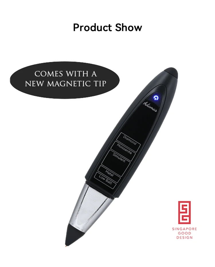 Presidium Adamas Diamant- und Moissanit-Tester mit austauschbaren magnetischen Spitzen, 0,01 ct Nahtprüfung, dynamisches LED-Display – Detail 2