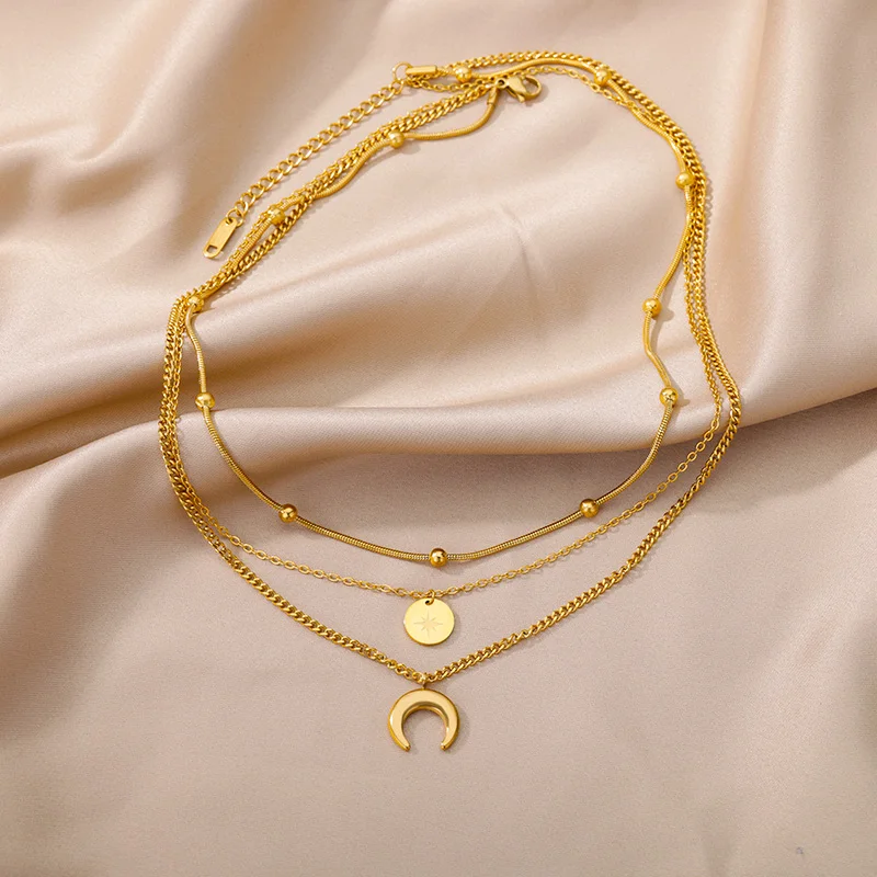 Fashion Necklaces Multilayer Gold Plated Chain Necklace