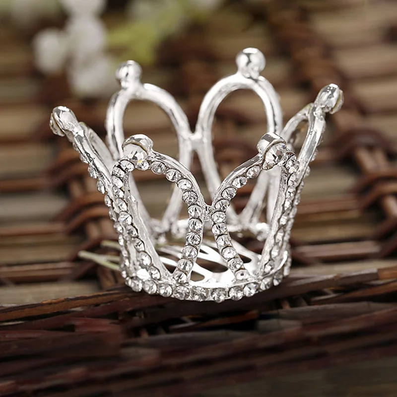 Small Girls Crown Tiara Princess Hair Combs Clear Stone Crystal