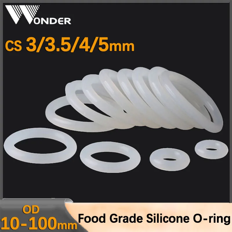 

White Silicone O-ring VMQ Sealing Gasket Heat Resistant Food Grade silicon Rubber O Rings Waterproof Washer CS 3-5mm OD 10-100mm