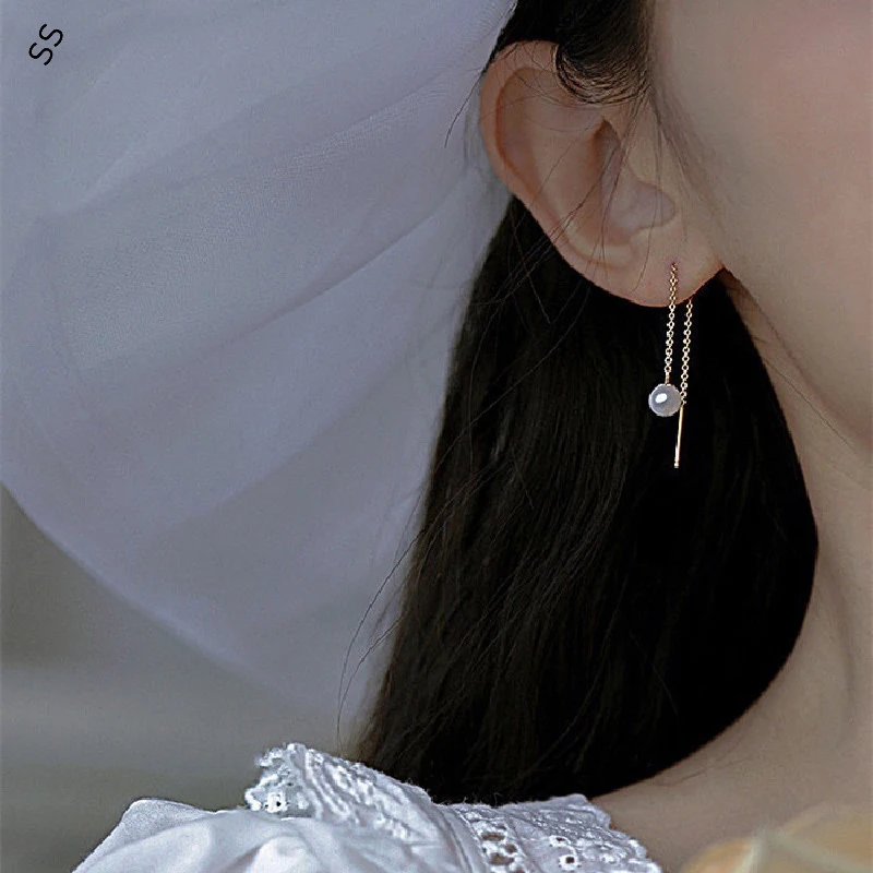 

7mm Large Natural Fresh Water Pearl Ear Line for Women's Daily Match Apparels Fashion Elegant