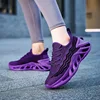 Fashion Purple Running Shoes Unisex Knit Breathable Platform Men's Casual Sneakers Outdoor Non-slip Lace-up Women's Sports Shoes 3