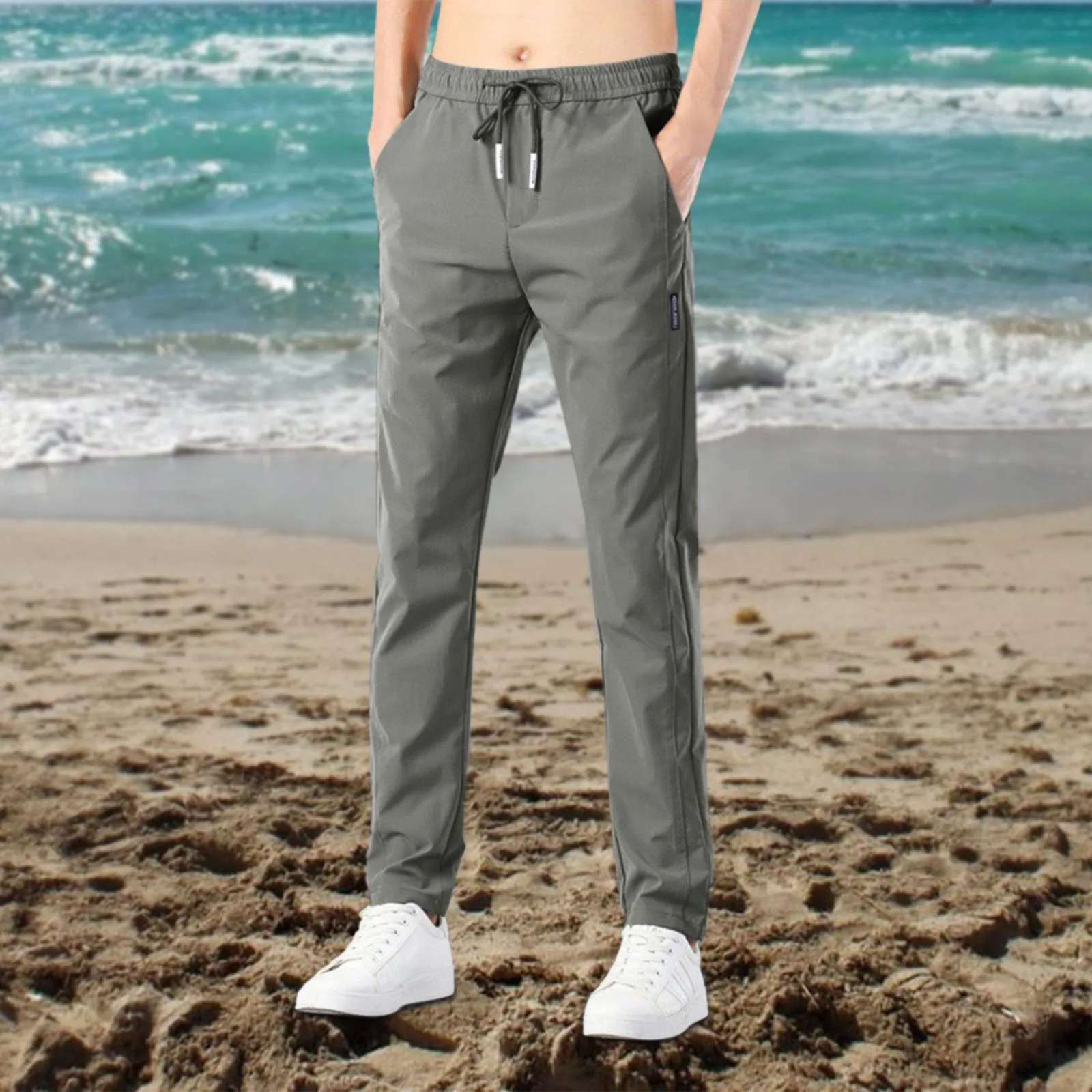 Men Pants Men'S Fast Dry Stretch Pants Ice Cool Breathable Straight Pants Running Jogger Trousers Drawstring Sweatpants With Pockets