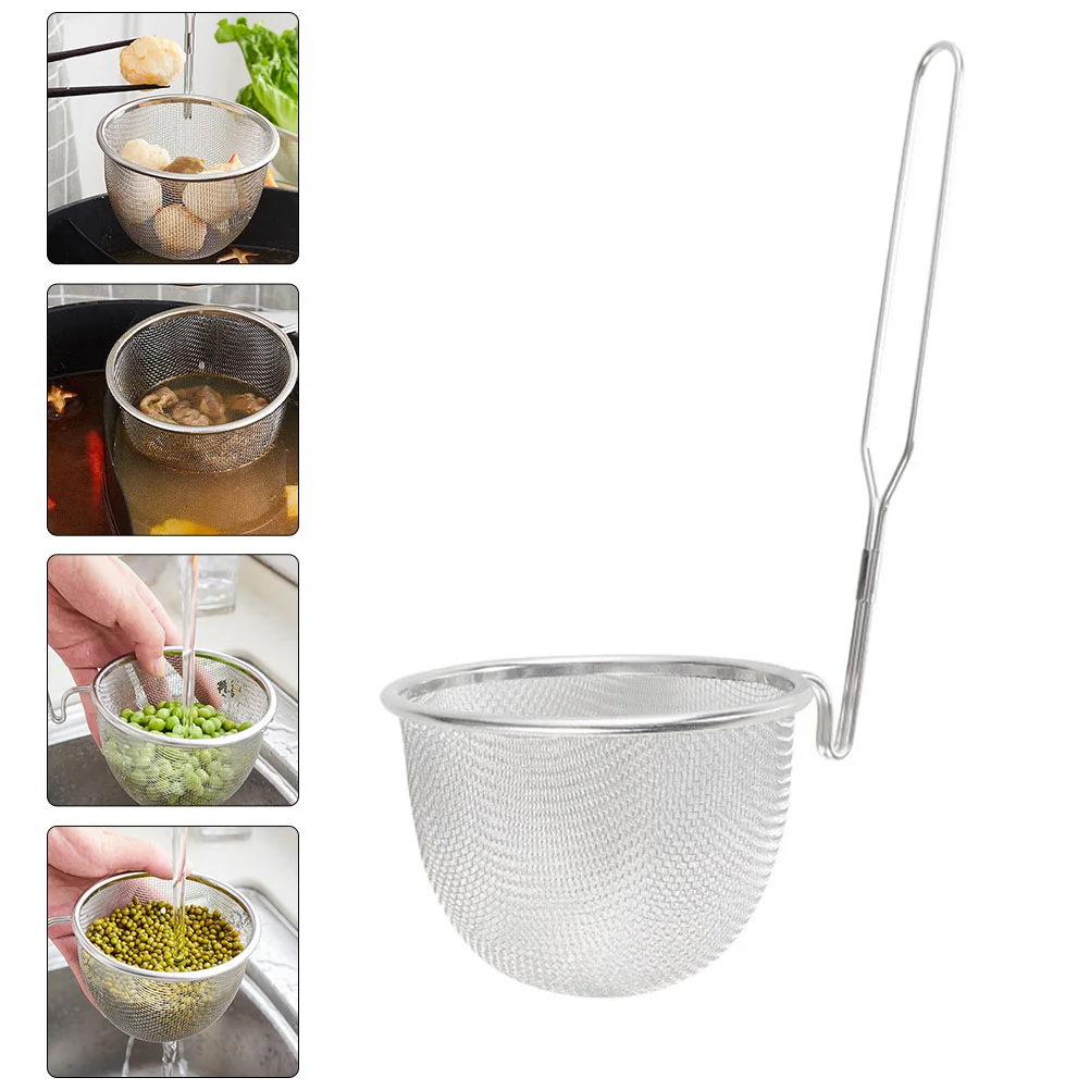 

Scoop Dumpling Strainer Noodle Straining Basket with Handle Spaghetti Fried Stainless Steel Plastic Food Vegetable