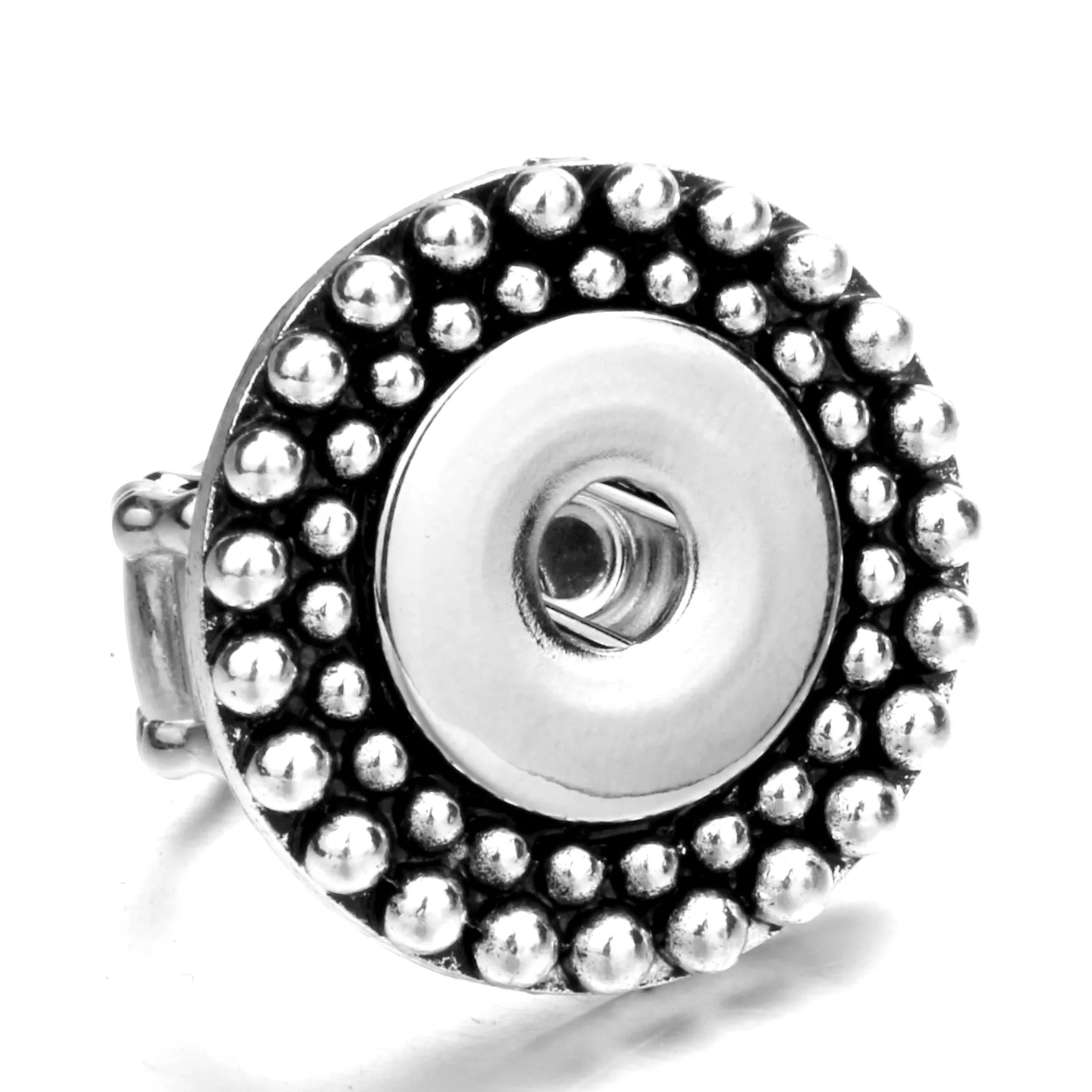 15pcs Elastic Adjustable Crystal Metal 18mm Snap Button Ring Interchangeable Charm Party DIY Snaps Jewelry