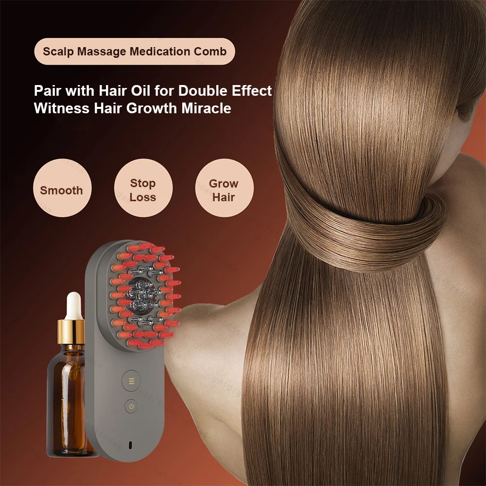 Red Light Therapy Electric Massage Comb Vibration Anti Hair Loss Scalp Brush Hair Oil Applicator for Hair Growth Hair Care