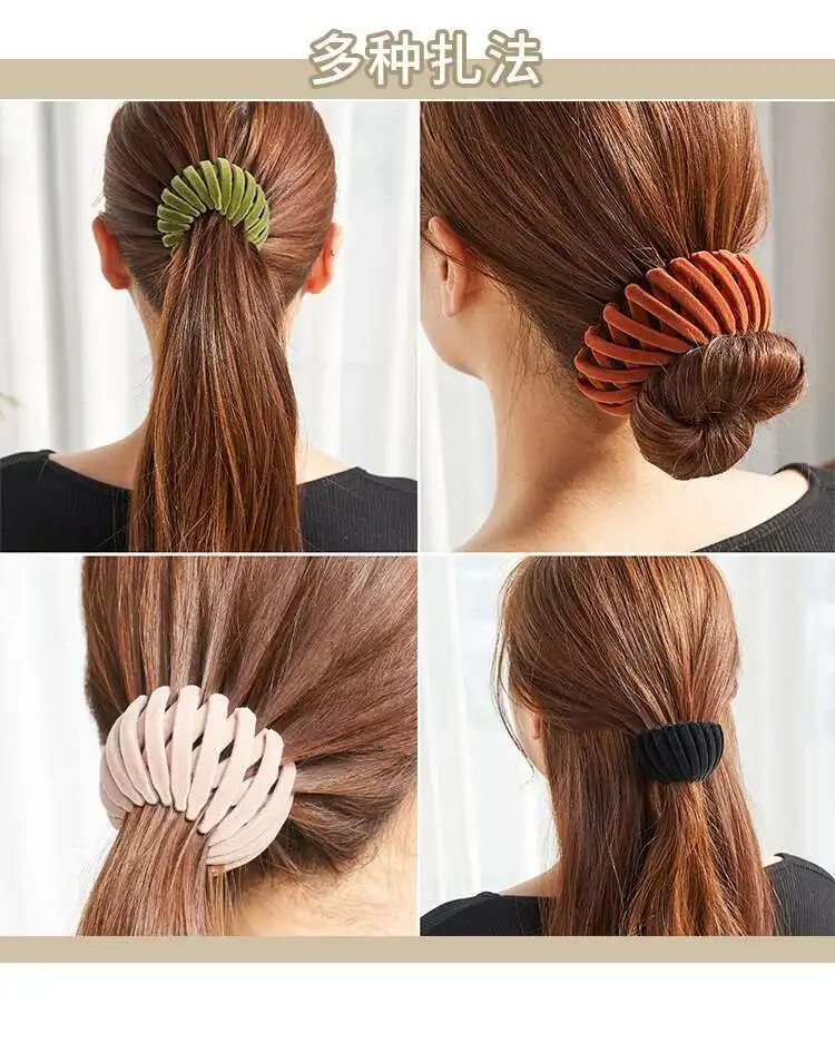 2021 Frauen Haar Gerät große Haar Kralle Clips Vogelnest Haarnadel koreanische Brötchen Haars cheibe Pferdes chwanz solide Locken wickler Kopf bedeckung Zubehör – Detail 19