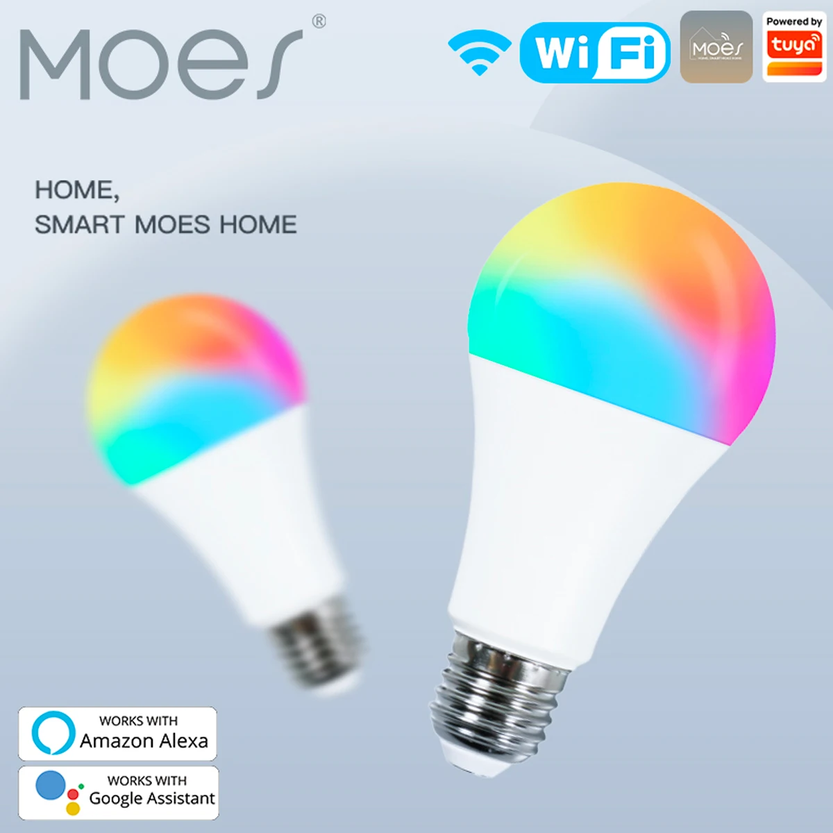 

Moes WiFi Smart LED Light Bulb Tuya Dimmable lamp 9W RGB C+W Smart Life App Rhythm Control Alexa Google Voice E27 90-250V 806lm