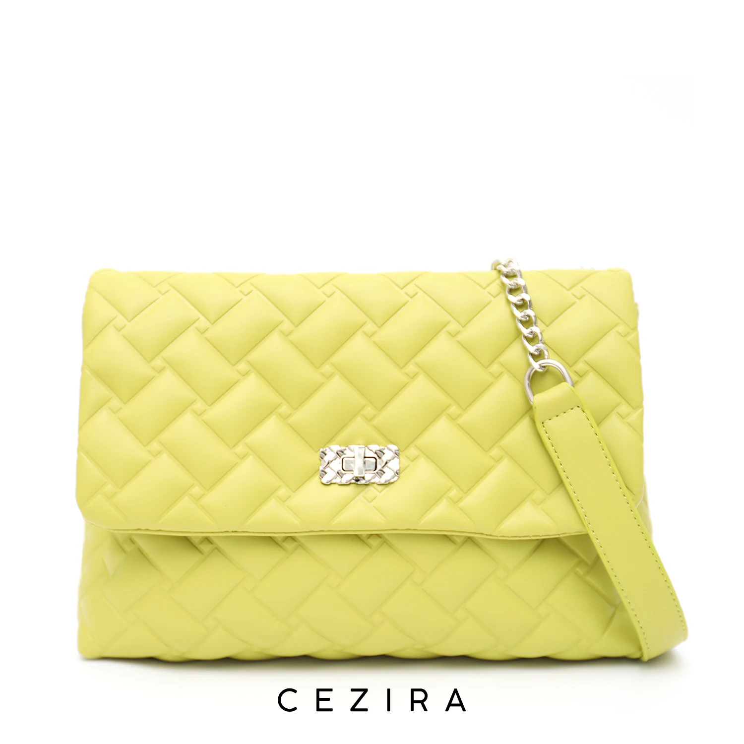 CEZIRA Luxury Quilted PU Vegan Leather Shoulder Bags Women 2023 Fashion Design Lock Flap