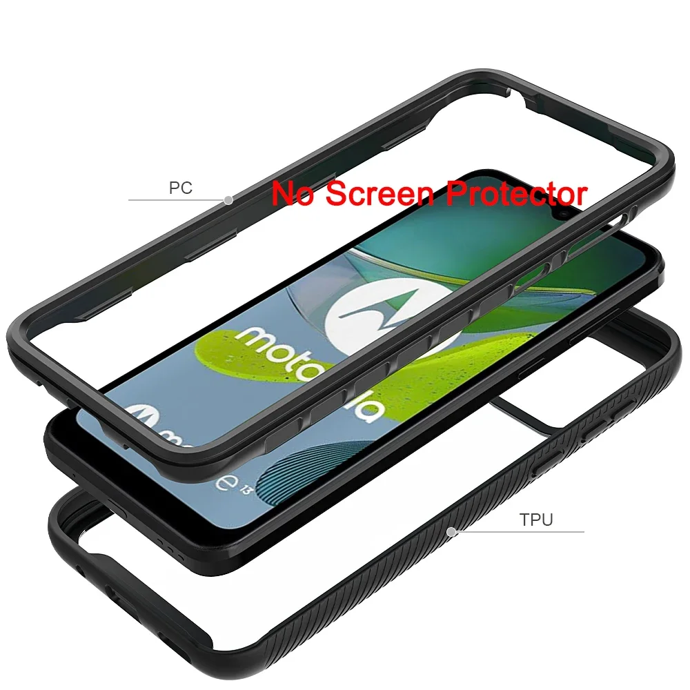 Hybrid Rugged Armor Shockproof Case For Motorola Moto E13 E32 G13 G23 G53 G22 G32 G52 G82 5G TPU Frame Hard Plastic Back Cover — view 3