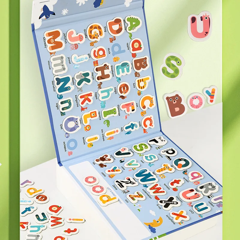Magnetic Spelling Word Books Kids English Alphabet Letters Cognition Learning Education Montessori Teaching Aids Toys Gifts 3