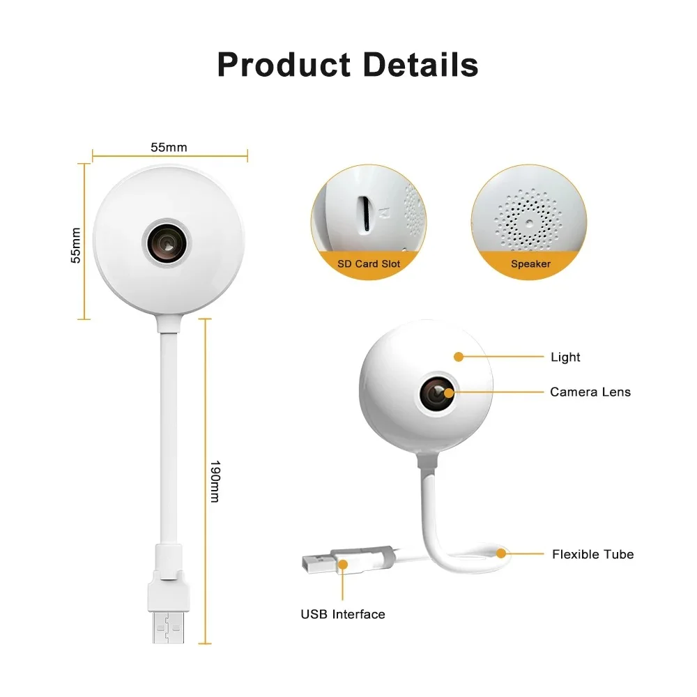 Tuya Smart 2K 5MP Mini IP Camera Indoor Wireless Security Baby Monitor USB Plug Surveillance AI Auto Tracking Baby Cam Portable 6