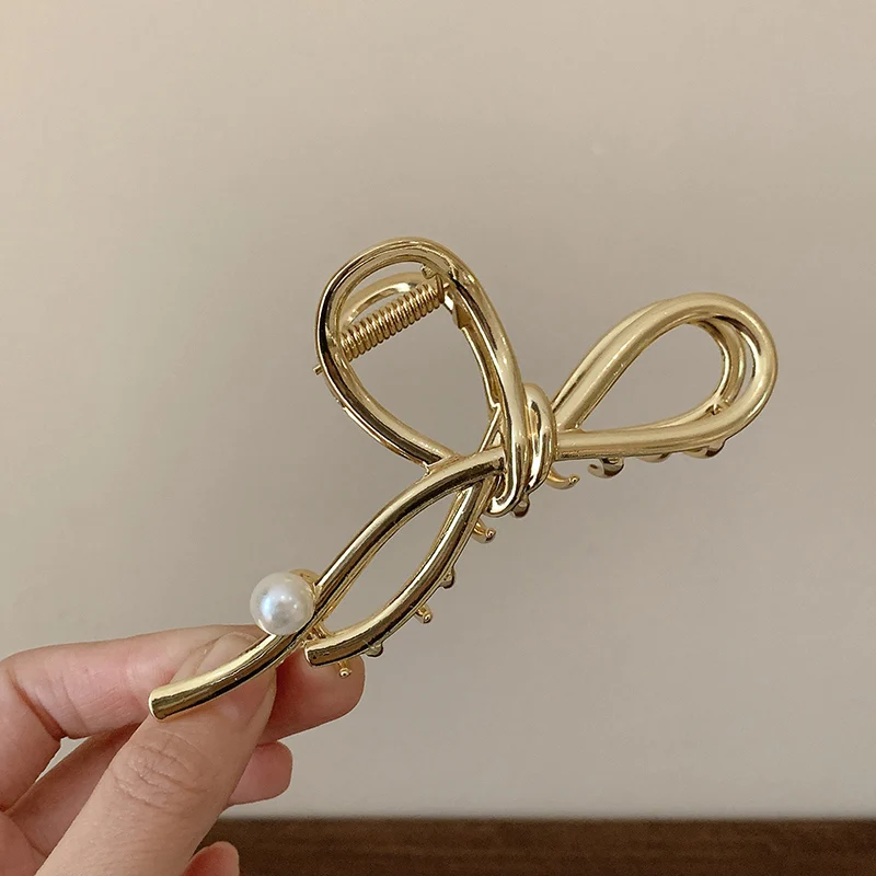 Neue exquisite Metall Perle Haar Krabben Haars pangen elegante geomertische Haar Krallen Haar griffe Hai Clip Frauen Haarschmuck für Mädchen – Detail 8
