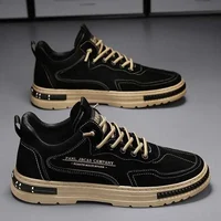 Men's Casual Thick-Heeled Shoes Waterproof Dirt-Resistant Anti-Slip Wear-Resistant Leisure Skate Shoes Rubber Outsole PU Upper