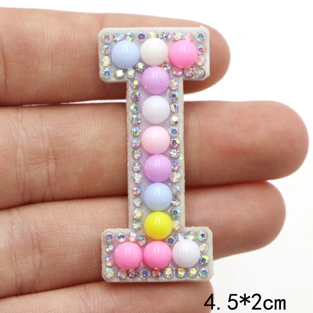 1pc Multi Birne Strass Alphabet Buchstaben Patches Eisen auf Patch A-Z Patch gestickt Patch auf Patches für Kleidung Namen nähen – Detail 12