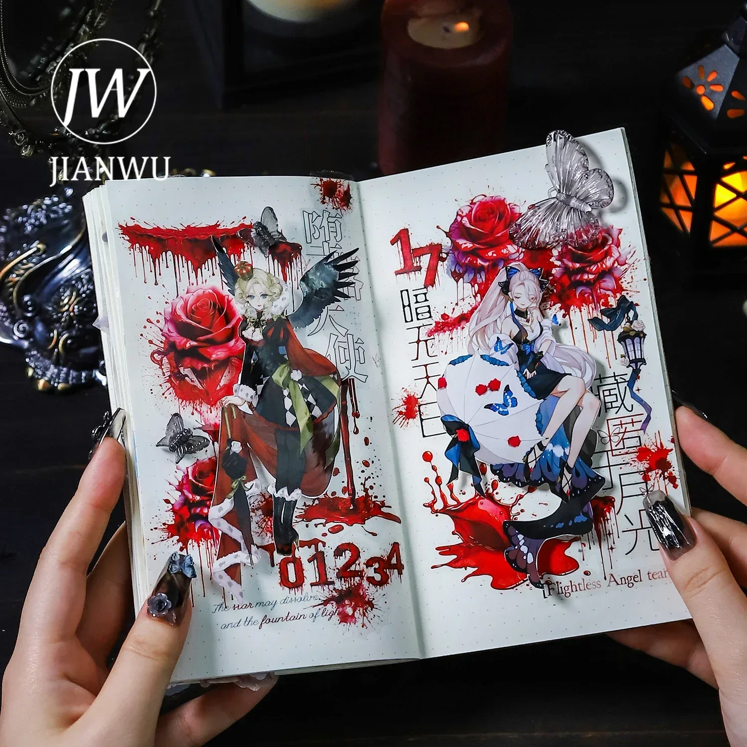 JIANWU 60mm*200cm Nighttime Dream Series Dark Gothic Material Collage Landscaping PET Tape Creative DIY Journal Stationery 5