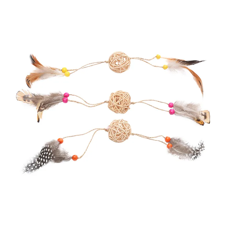 Rattan Ball Toy with Feathers, Which Can Keep Cats Entertained and Relieve Their Boredom.cat Toys Toys for Cats