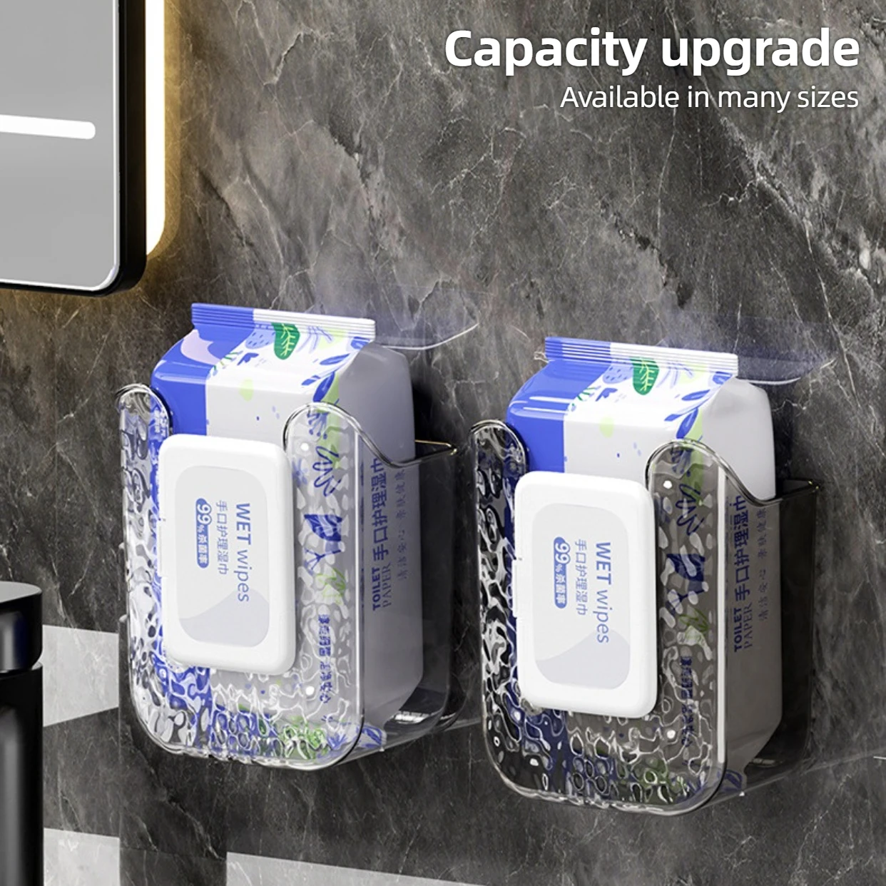 Kitchen Wipes Storage Box Wall Mounted Tissue Box Upside Down Punch Free Napkin Container Self-adhesive Plastic Storage