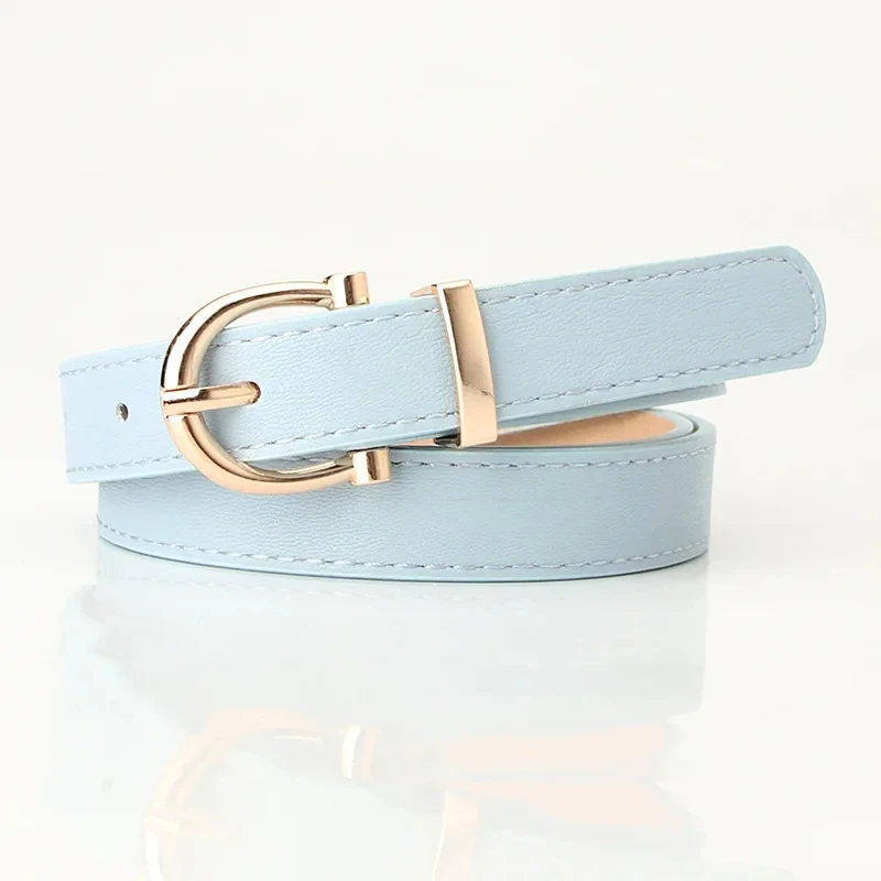 2024 Women Belts New PU Leather Simple Metal Buckle Belt Girls Dress Jean Pants Waistband Belts for Lady Luxury Designer Brand