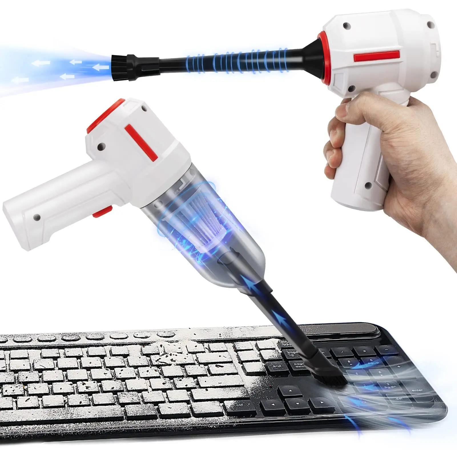 Comprimido Duster Mini Vacuum Teclado Cleaner Air Blower Gun 9kpa 4000mah Air Blower Gun para Computador Car Desk Migalhas Poeira ar