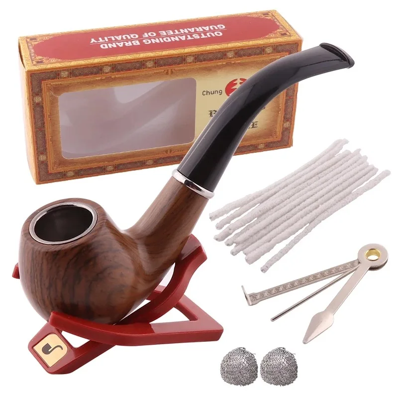 New Classic Creative Red Sandalwood Pipe Set Accessori 9Mm Filtro In Legno Massello Dry Pipe Smoking Craft