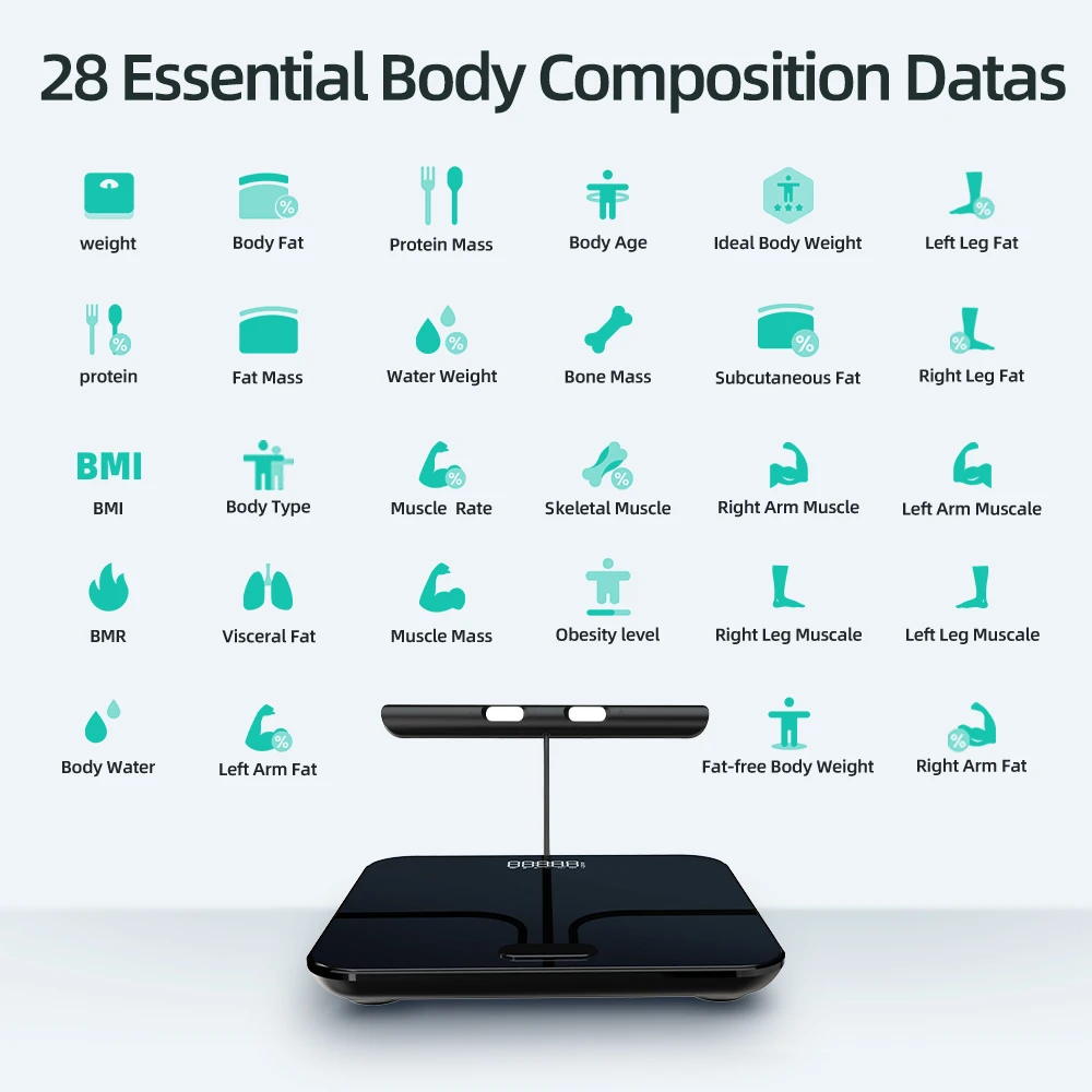 Measuring Voice Broadcast Smart Body Fat Scale 8 Electrodes Bioimpedance Scale Professional Body Composition Analysis Scale 4