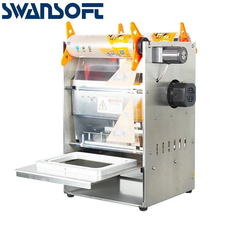 Swansoft Plastic Box Train Sealing Machine/Vacuum Bowl Sealer Con Lavaggio A Gas/Automatic Plastic Pasto Food Insalatiera Sealer