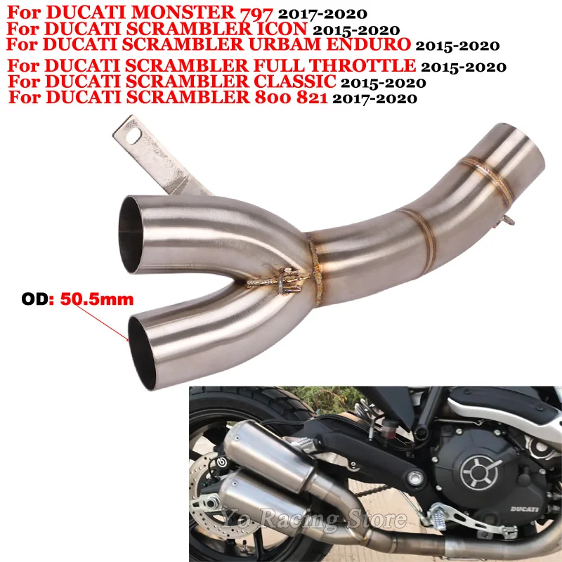 

Slip On For Ducati Scrambler 800 821 Monster 797 Motorcycle Exhaust GP Escape Modify Middle Link Pipe Connecting Double Muffler