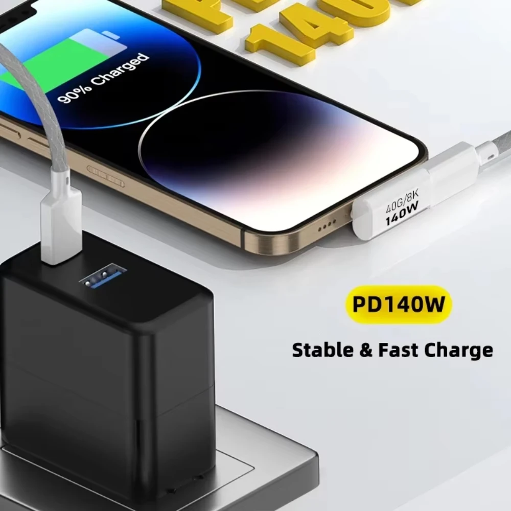 NNBILI PD140W USB3.1 유형 C-USB C 고속 충전 어댑터 40Gbps 데이터 동기화 커넥터 MacBook 용 8K@60Hz USB C OTG 변환기