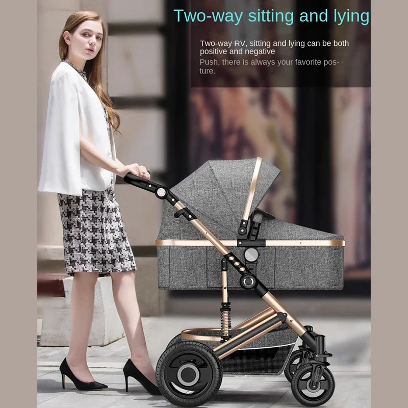 Lightweight Luxury Baby Stroller Portable High Landscape Aluminum Alloy One-Key Car Collection Outdoor Travel Four-Wheel Rubber