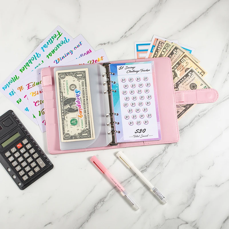 Envelope Savings Challenge A6 Loose-Leaf Binder Budget Binder Cash Envelopes Money Organizer System