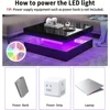 LED Coffee Table with Storage, High Glossy Modern White Center Table with 2 Drawers, Square Wooden Middle Table with 16-Color 3
