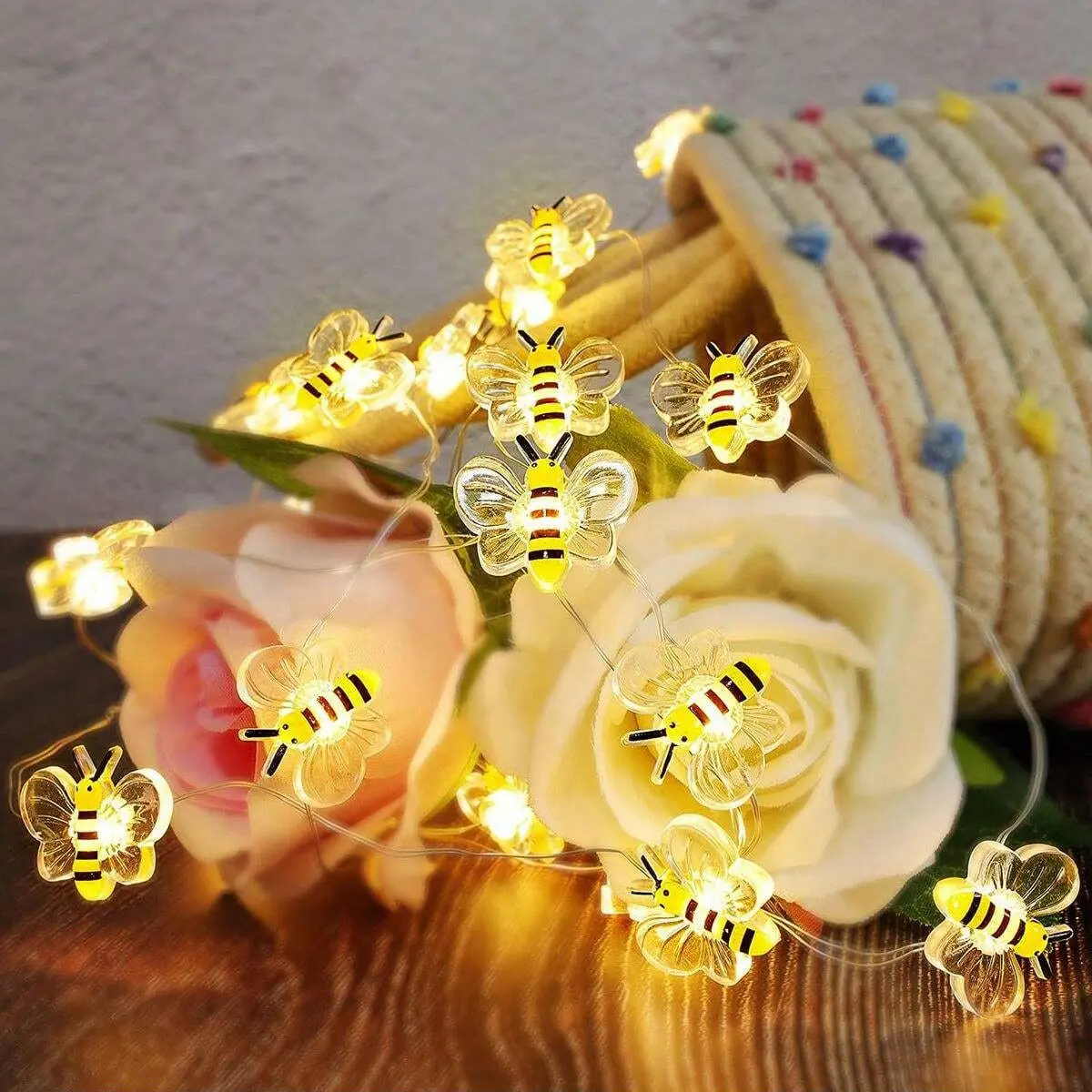 Bee-Themed Battery Operated String Lights for Indoor and Outdoor Decoration