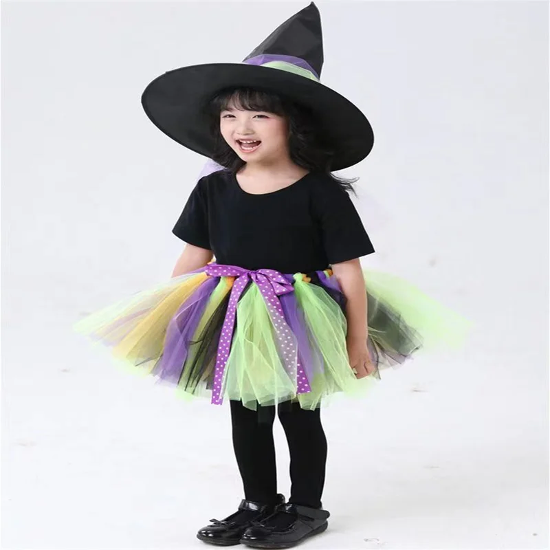 

Kids halloween parent-child clothing girls princess dress Witch cos dress up masquerade costume