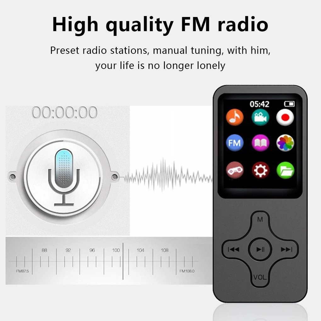 mp3 music player MP3 Player Bluetooth-compatible V4.0 HiFi Music Speaker with Screen Recording Radio Audio Recorder Conference 8G spotify mp3 player